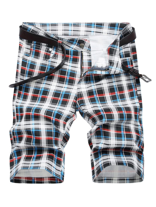 Mens Denim Classic Fit Distressed Shorts