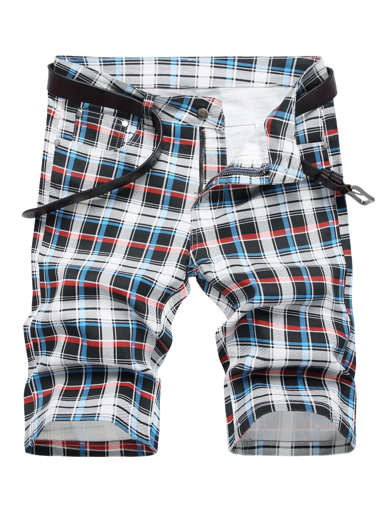 Mens Denim Classic Fit Distressed Shorts